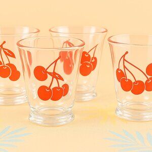 Charming Vintage set of 4 Libbey Cherry Glasses